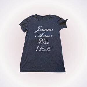 Boohoo Disney Princess Cursive Graphic Tee | Sz 8